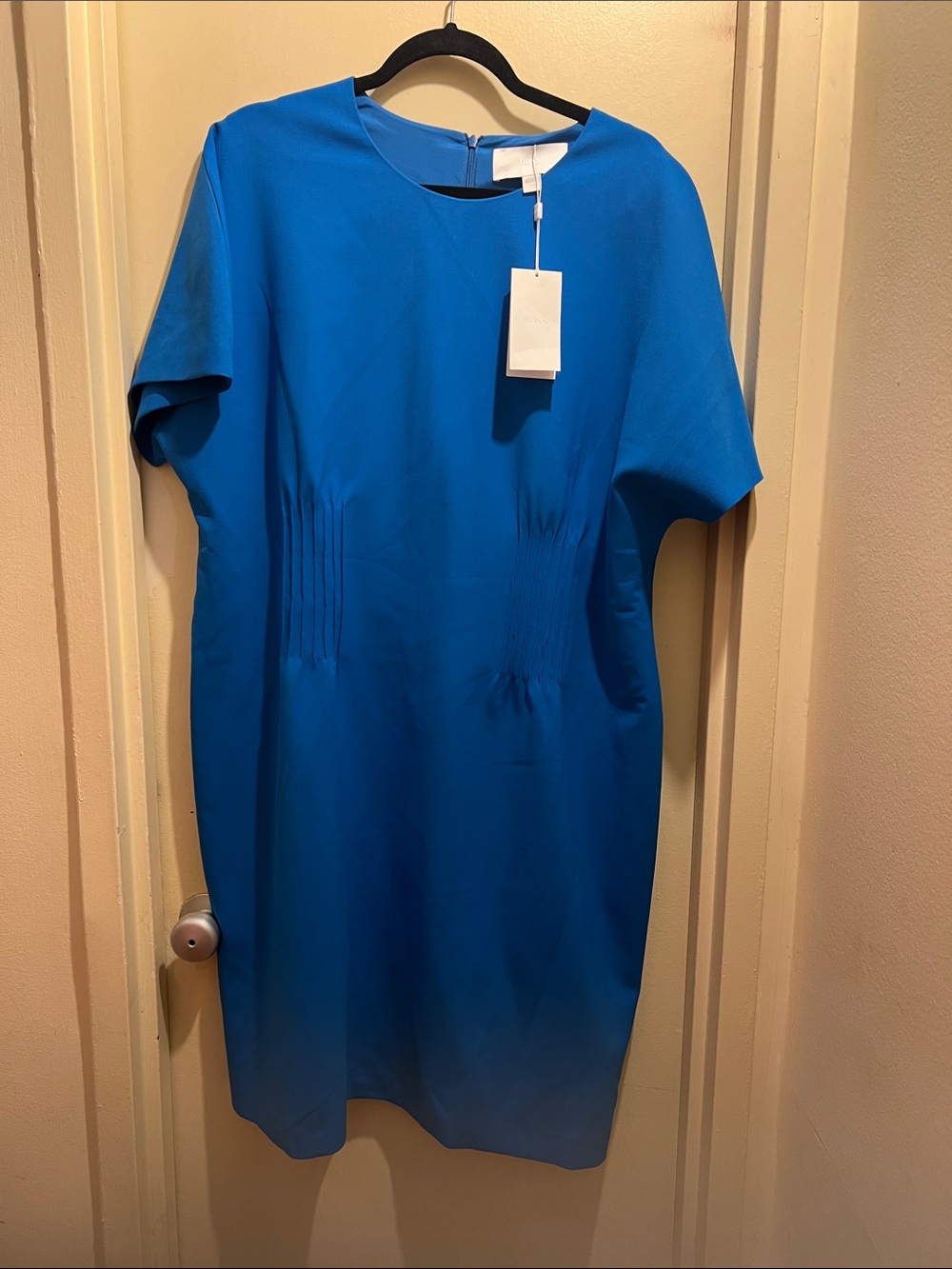Boss Bright Blue Short-Sleeve Shift Dress
